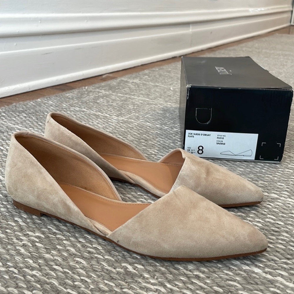 J crew d’orsay cream suede flats